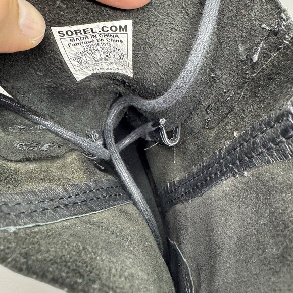 Sorel Joan of Arctic Wedge II Ankle Boots Womens 10 Black Leather Booties - Picture 8 of 9